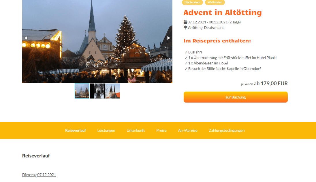 rechnerherz-WordPress Plugin-Christl Reisen-Frontend-Reise Detailansicht